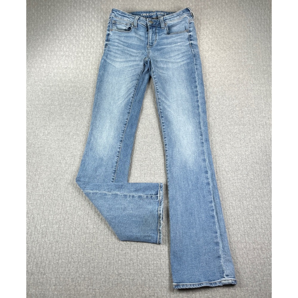 American Eagle skinny kick bootcut jeans women 27x34 blue super stretch denim